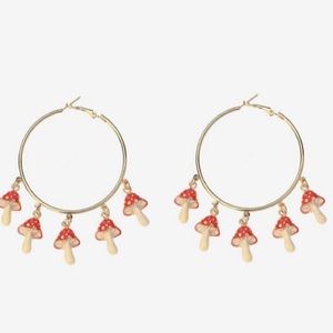 Hot Topic Mushroom Charms Hoop Earrings